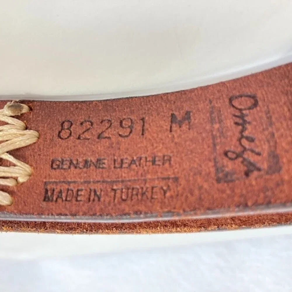 Omega Rustic Beaded Genuine Leather Belt M